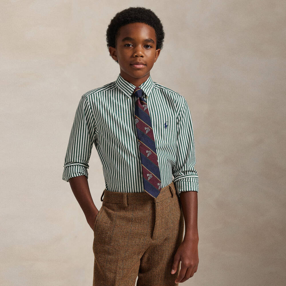 Ralph Lauren-Green Stripe Shirt | Childrensalon Outlet