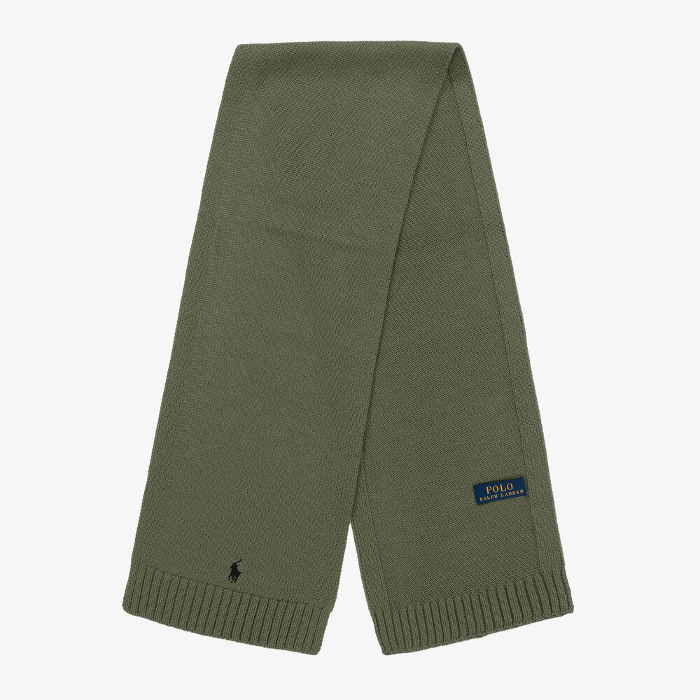 Ralph Lauren-سكارف صوف محبوك لون أخضر | Childrensalon Outlet