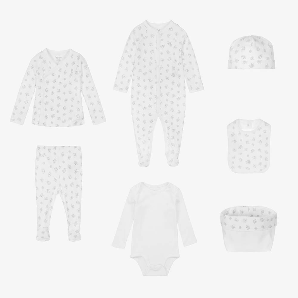 Ralph Lauren - Grey 7 Piece Babysuit Set | Childrensalon