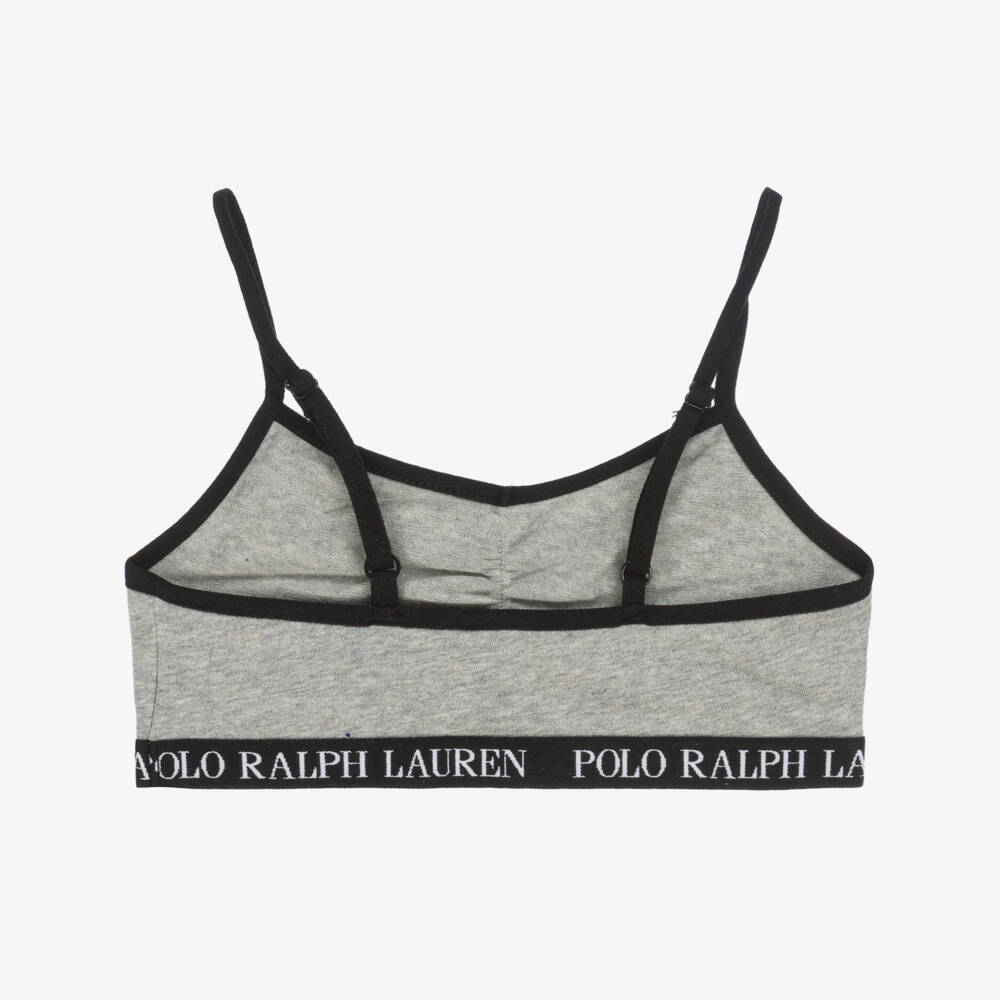 Ralph Lauren-Grey & Black Cotton Bras (2 Pack) | Childrensalon Outlet