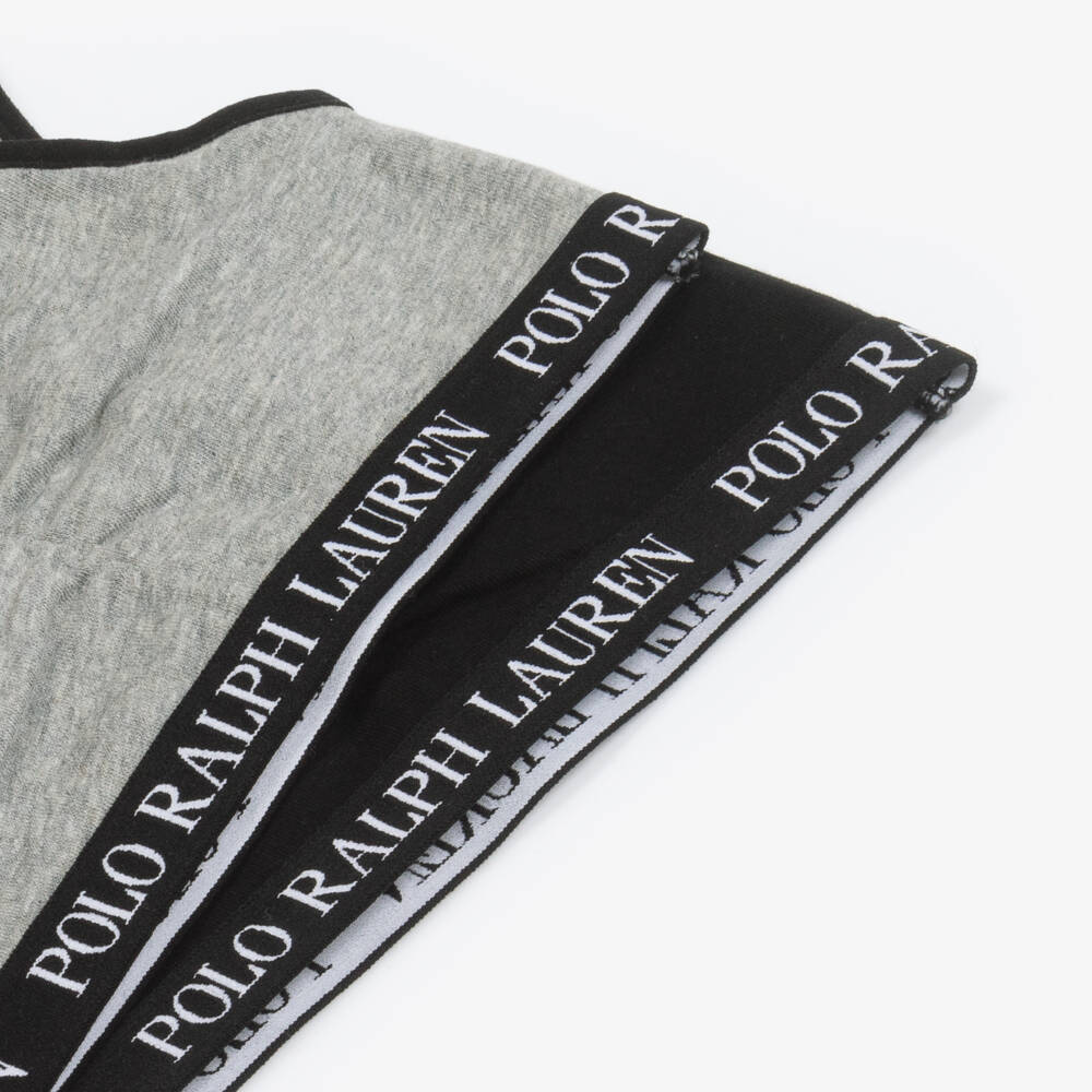 Ralph Lauren-Grey & Black Cotton Bras (2 Pack) | Childrensalon Outlet