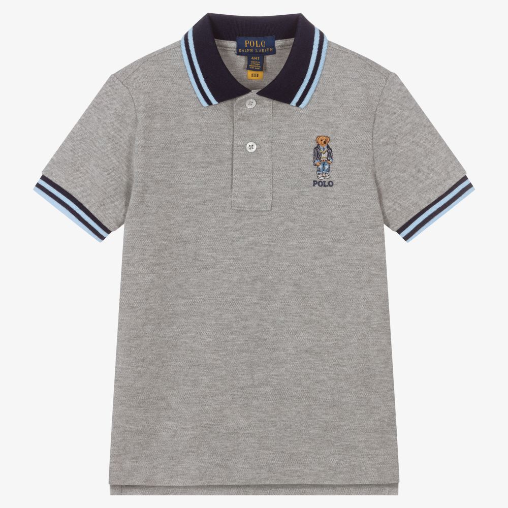 Polo Ralph Lauren - Grey Cotton Logo Polo Shirt | Childrensalon