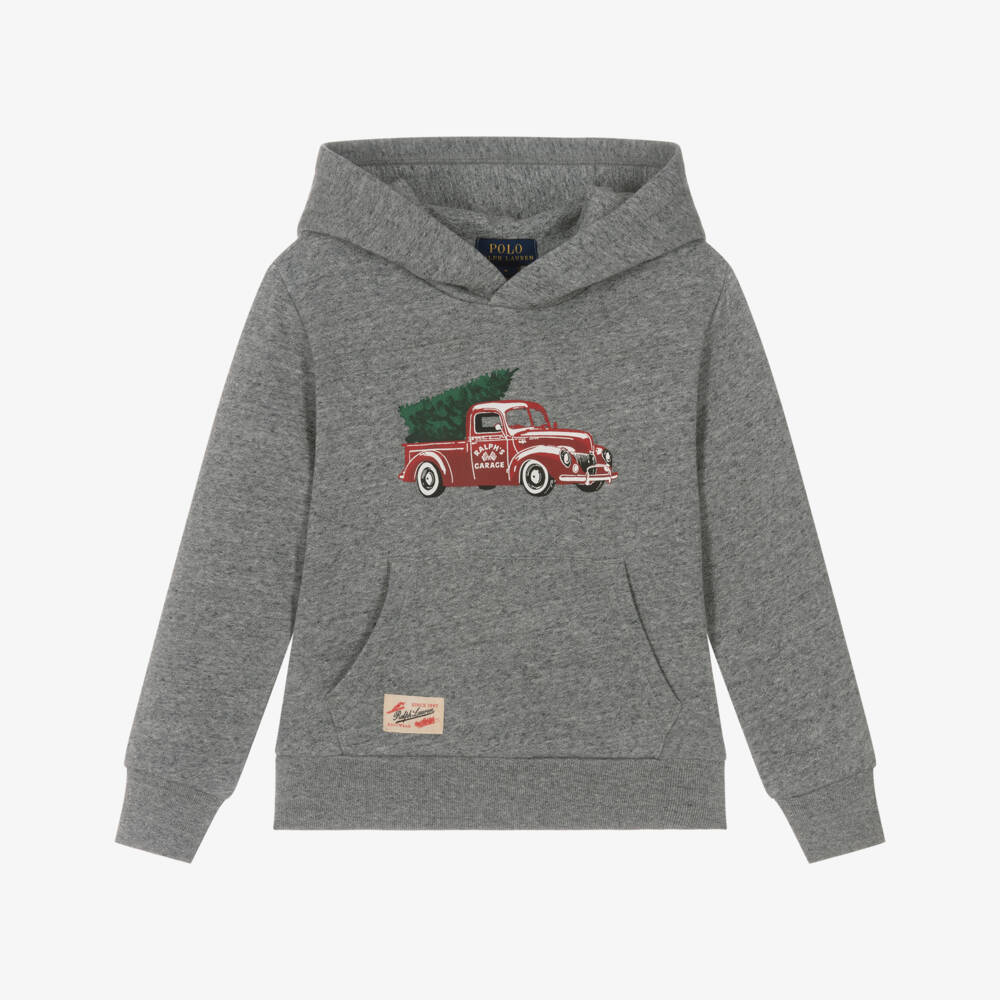 Ralph Lauren-Grey Xmas Truck Hoodie | Childrensalon Outlet