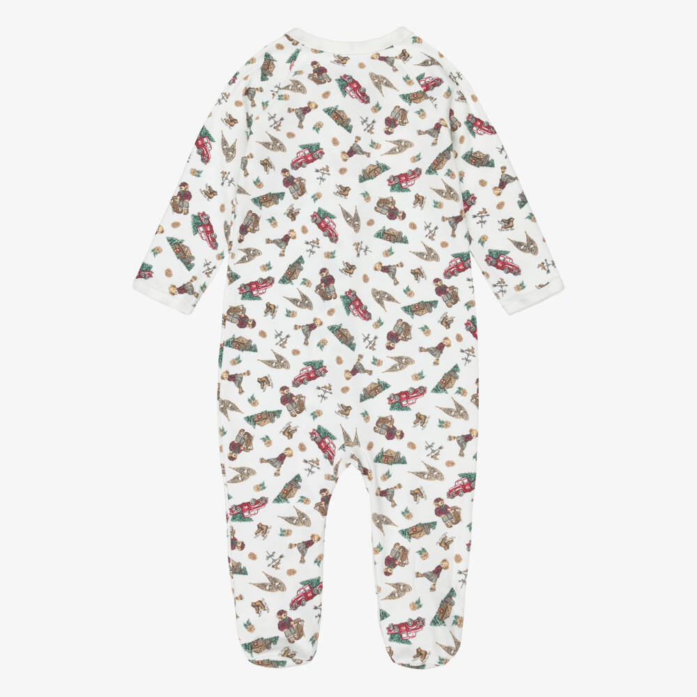 Ralph Lauren-Ivory All Over Xmas Print Babygrow | Childrensalon Outlet