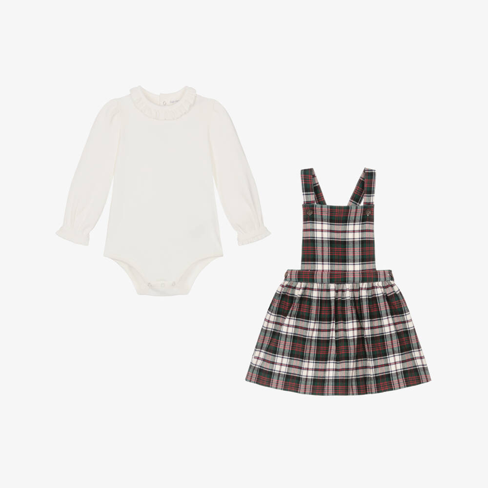 Ralph Lauren-Ivory Babygrow And Tartan Dress Set | Childrensalon Outlet