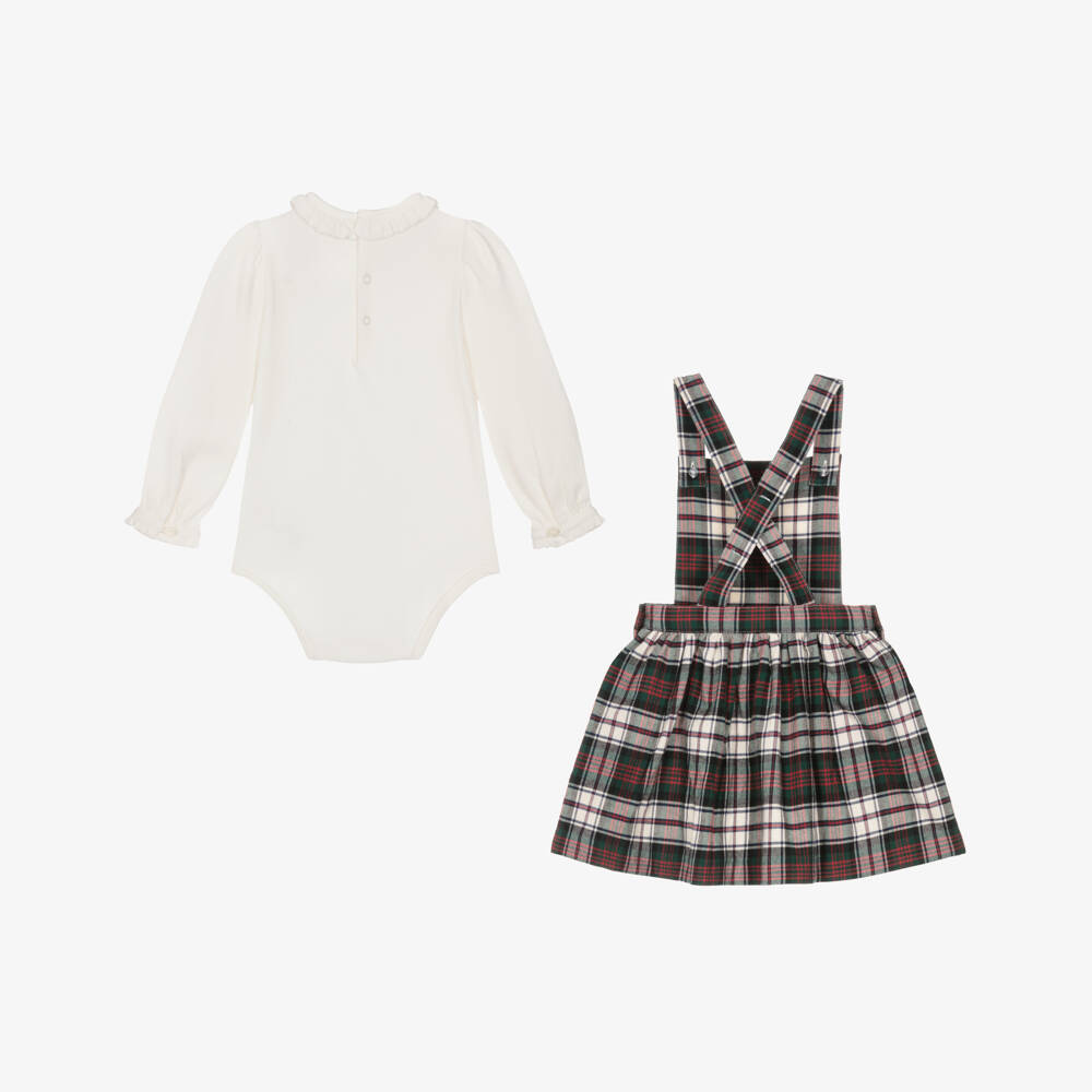 Ralph Lauren-Ivory Babygrow And Tartan Dress Set | Childrensalon Outlet