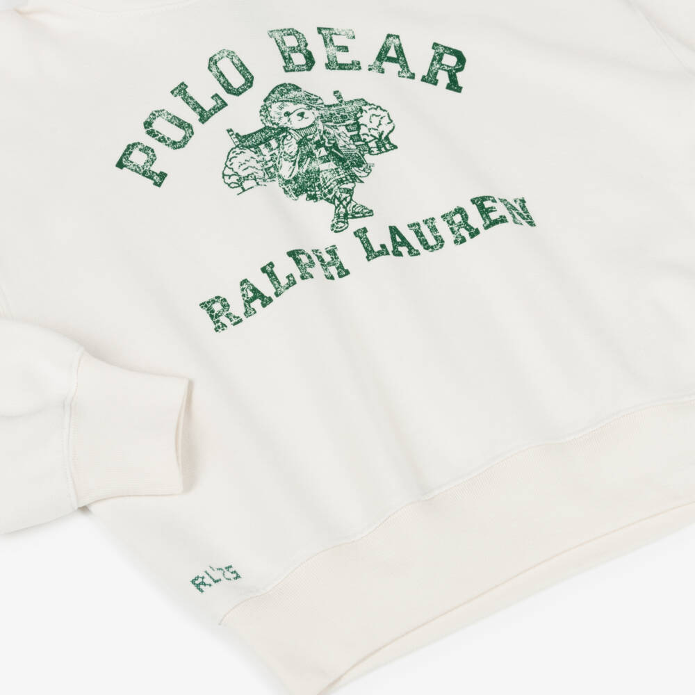 Ralph Lauren-Ivory Bear Hoodie | Childrensalon Outlet