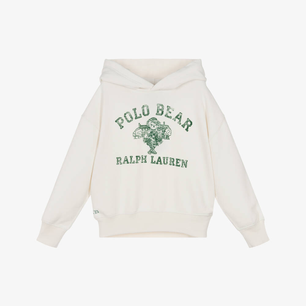 Ralph Lauren-Ivory Bear Hoodie | Childrensalon Outlet