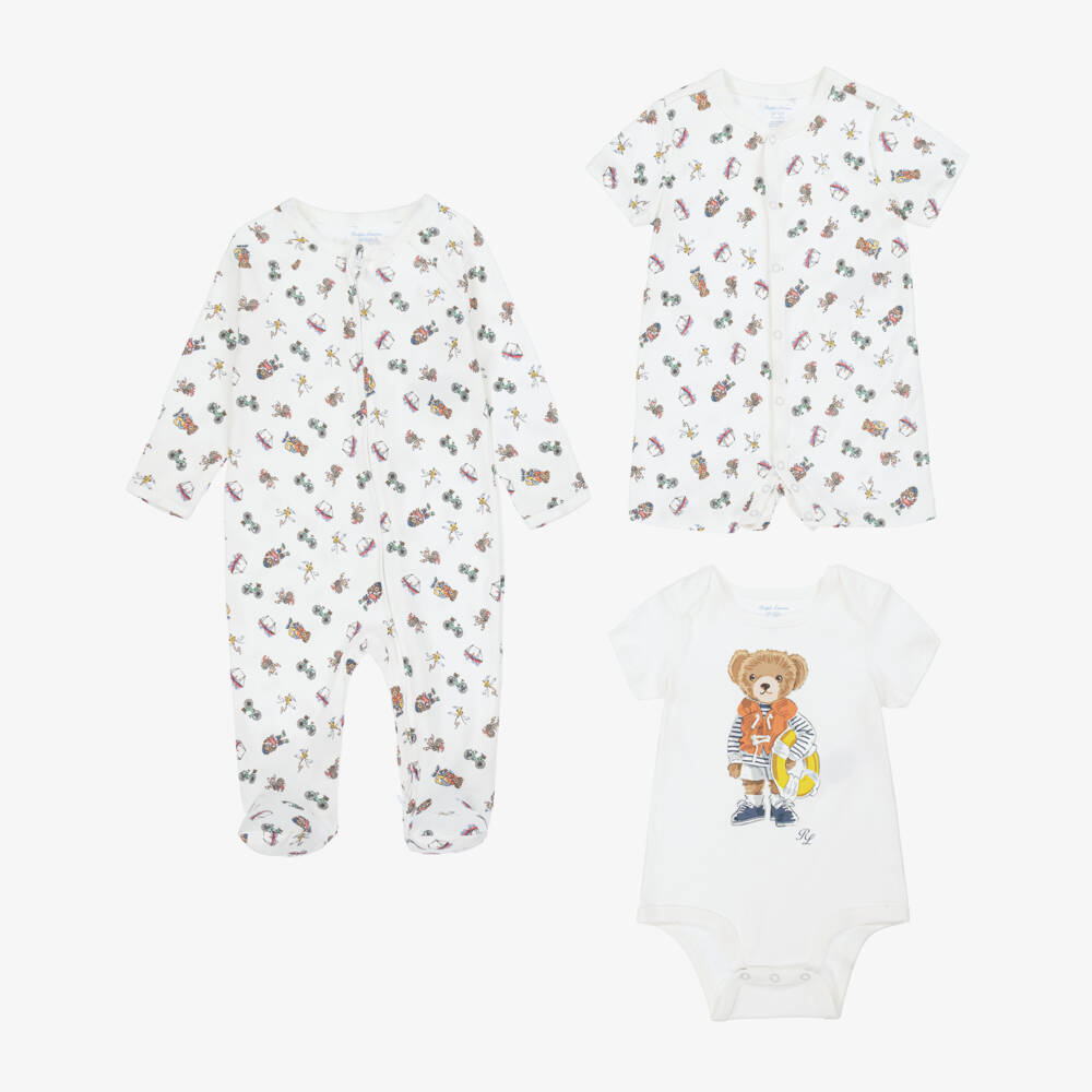 Ralph Lauren-Ivory Bear-Themed Boys Gift Ensemble | Childrensalon Outlet