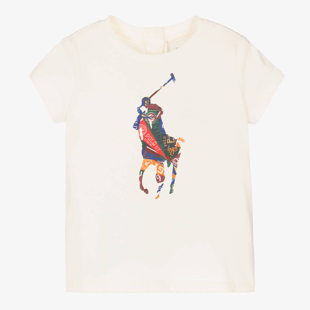 Ralph Lauren - Elfenbeinfarbenes Big Pony T-Shirt (B) | Childrensalon