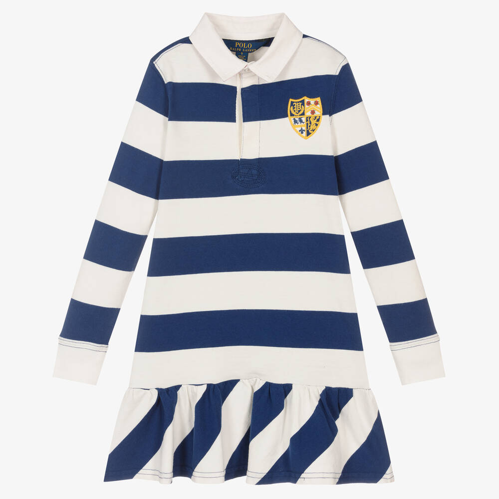 Polo Ralph Lauren - Ivory & Blue Stripe Cotton Dress | Childrensalon