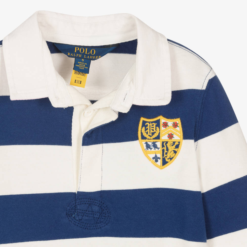 Поло Ralph Lauren-Кремовое хлопковое платье в синюю полоску | Childrensalon Outlet