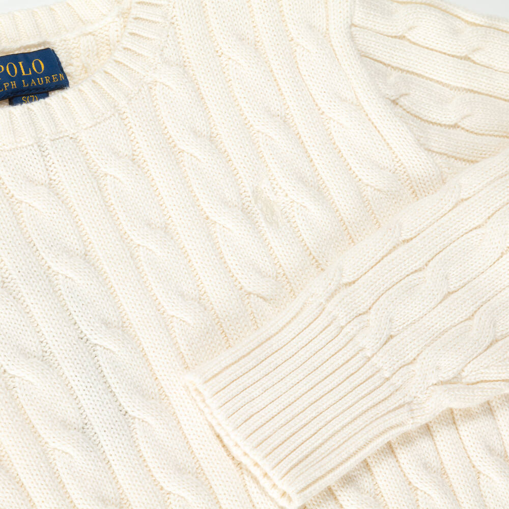 Ralph Lauren-Ivory Cable Sweater Dress | Childrensalon Outlet
