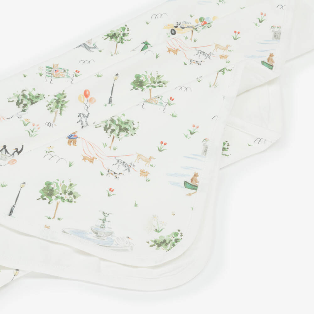 Ralph Lauren-Ivory Central Park Print Cotton Jersey Blanket (80cm) | Childrensalon Outlet