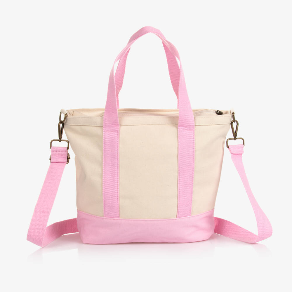 Ralph Lauren-Ivory & Pink Canvas Tote Bag (40cm) | Childrensalon Outlet