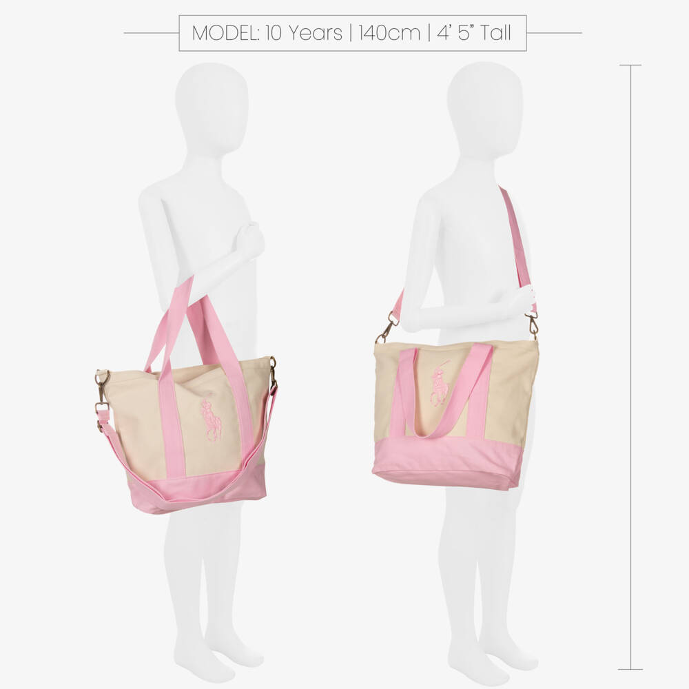 Ralph Lauren-Ivory & Pink Canvas Tote Bag (40cm) | Childrensalon Outlet