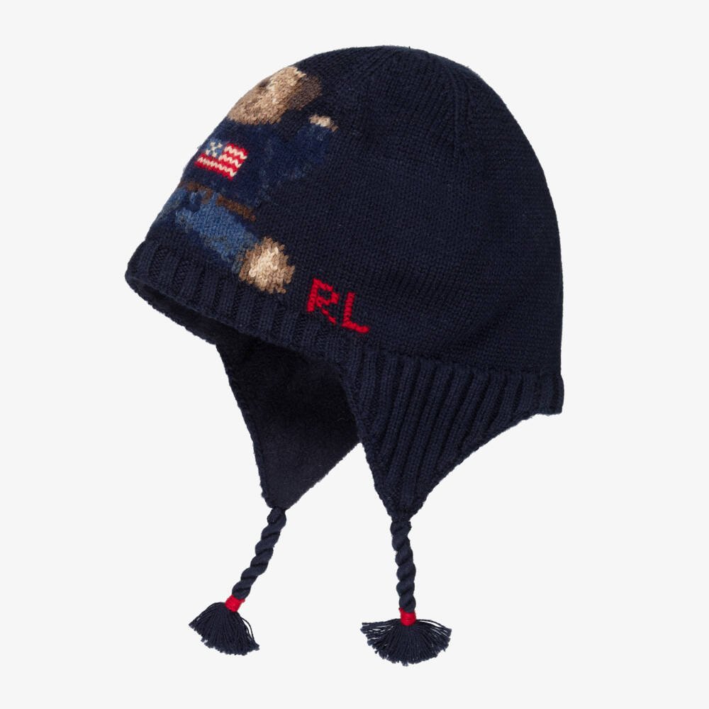 Ralph Lauren-Navy Bear Knit Ears Hat | Childrensalon Outlet