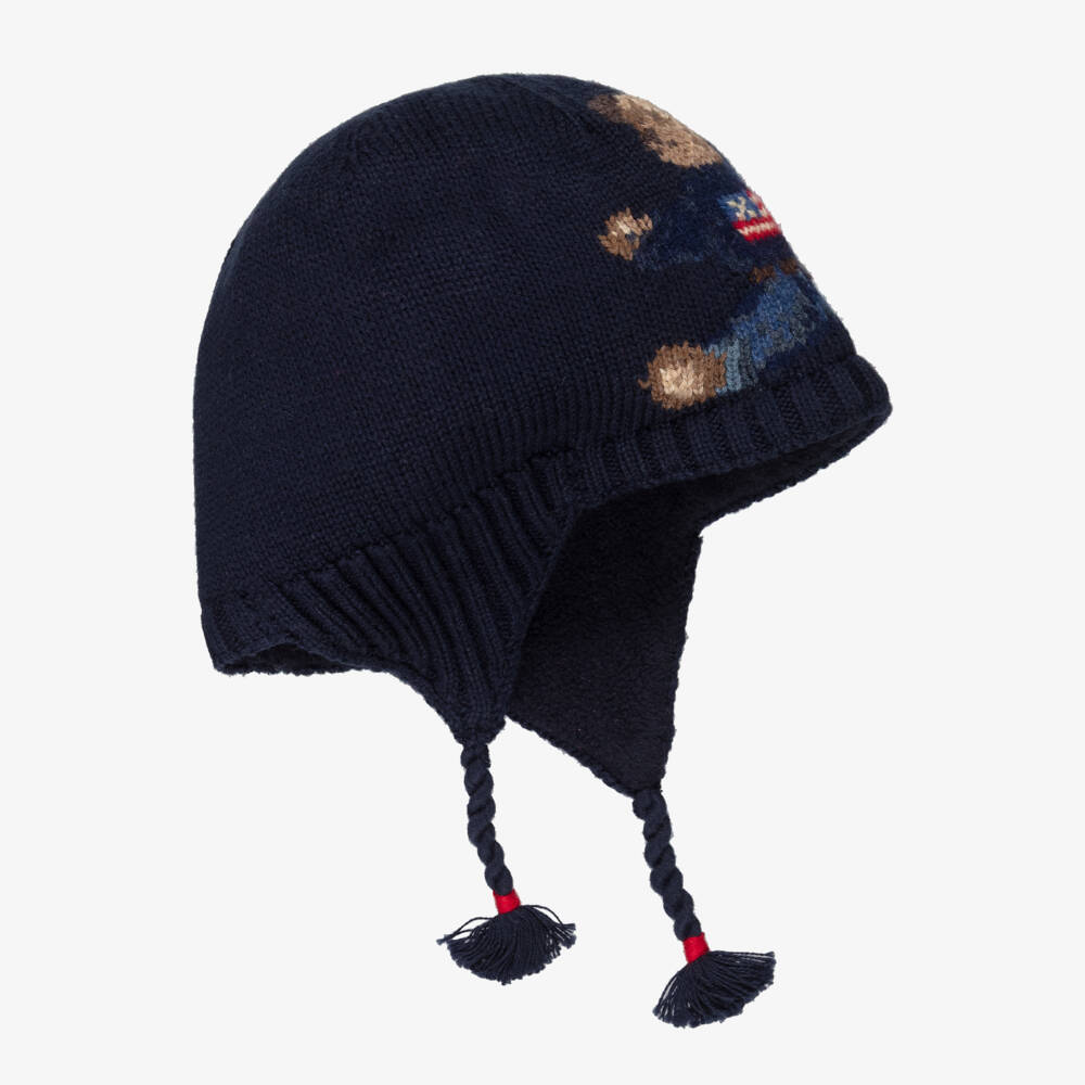 Ralph Lauren-Navy Bear Knit Ears Hat | Childrensalon Outlet