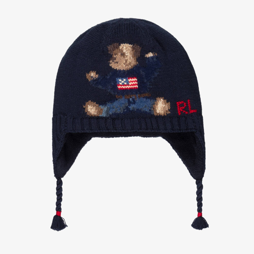 Ralph Lauren-Navy Bear Knit Ears Hat | Childrensalon Outlet