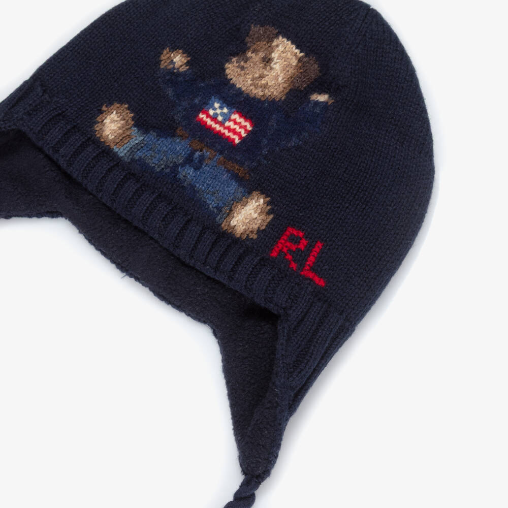 Ralph Lauren-Navy Bear Knit Ears Hat | Childrensalon Outlet
