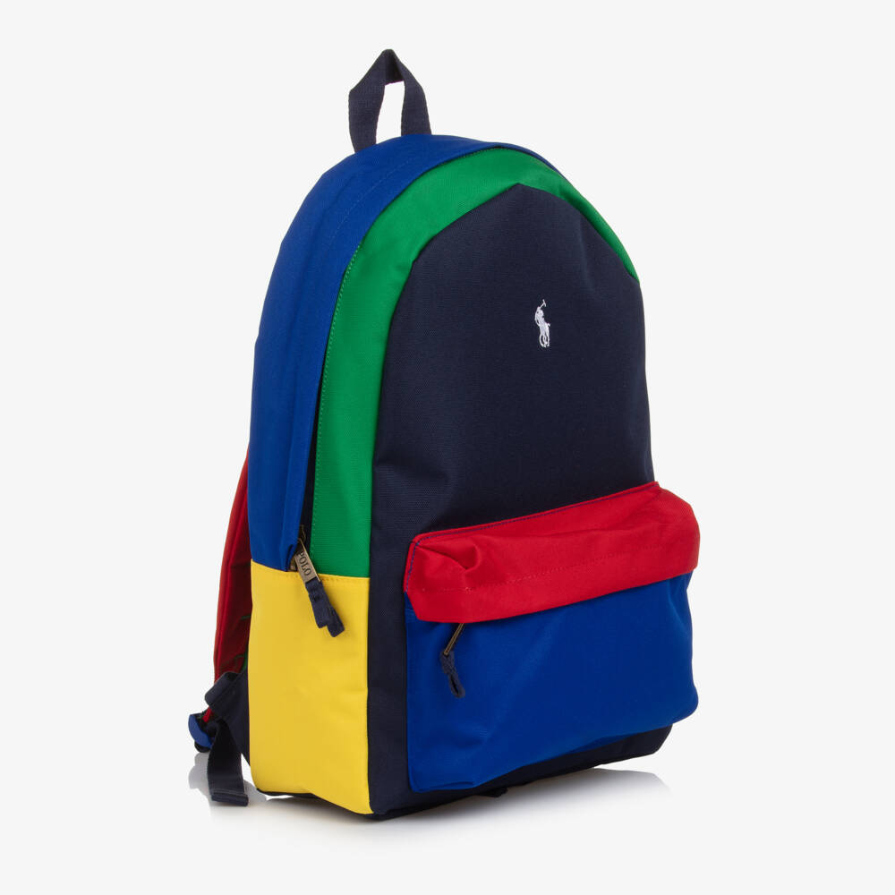 Ralph Lauren-Navy Blue Colorblock Canvas Backpack (45cm) | Childrensalon Outlet
