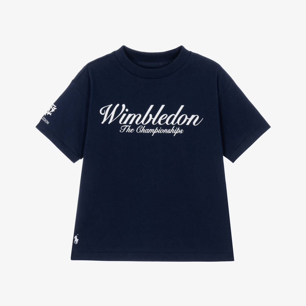 Ralph Lauren-Navy Blue Cotton Wimbledon Collection T-Shirt | Childrensalon Outlet