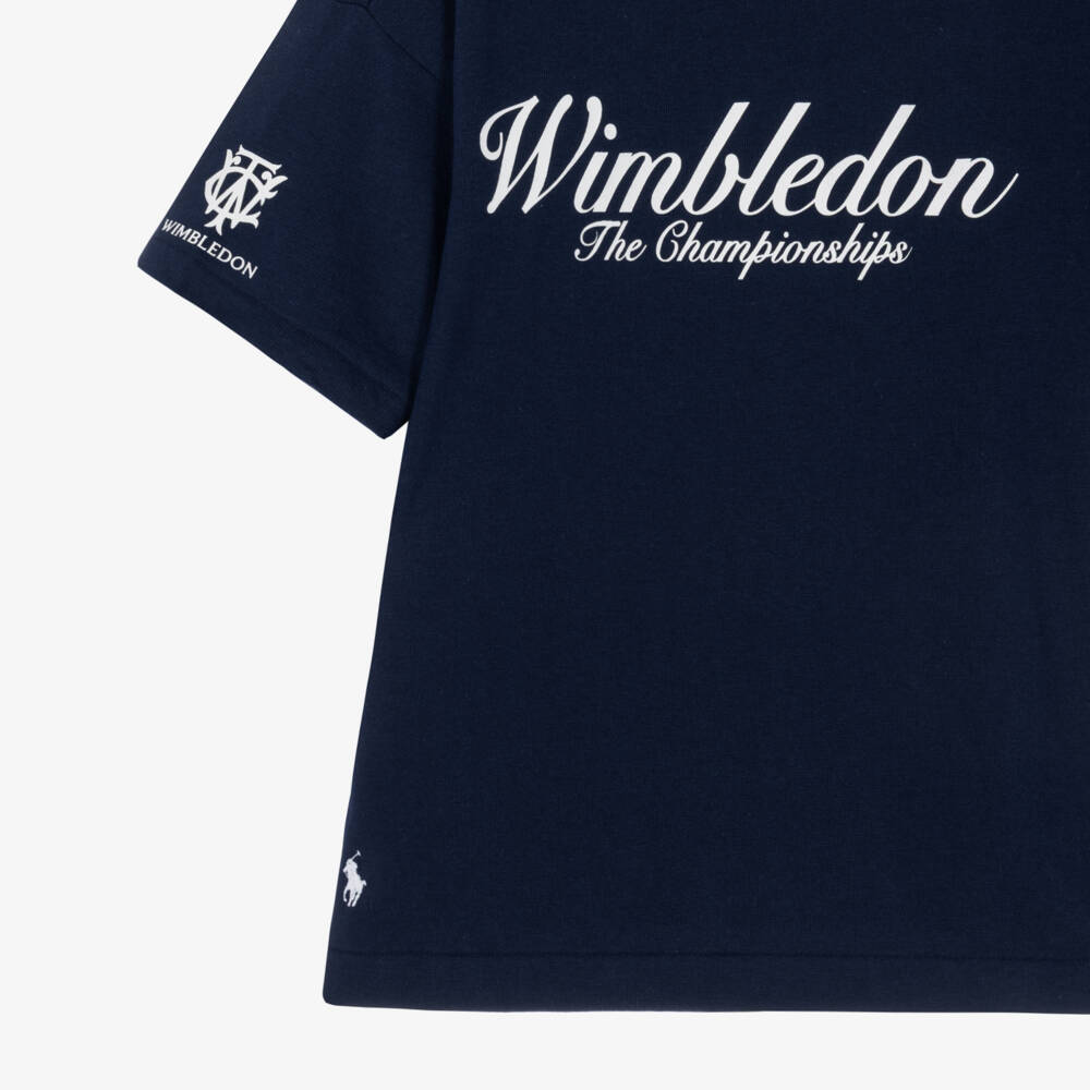 Ralph Lauren-Navy Blue Cotton Wimbledon Collection T-Shirt | Childrensalon Outlet