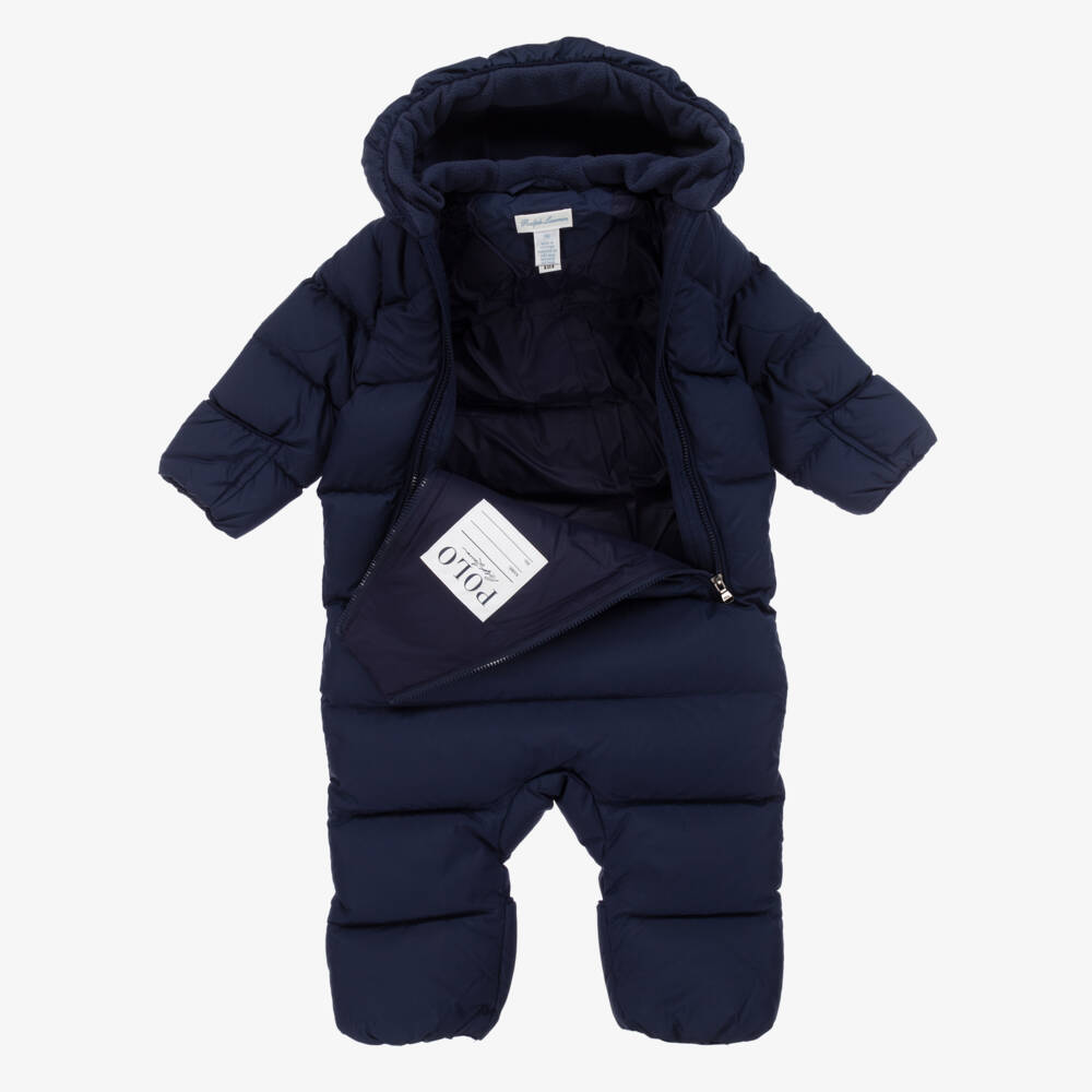 Ralph Lauren-Navy Blue Down Padded Snowsuit | Childrensalon Outlet