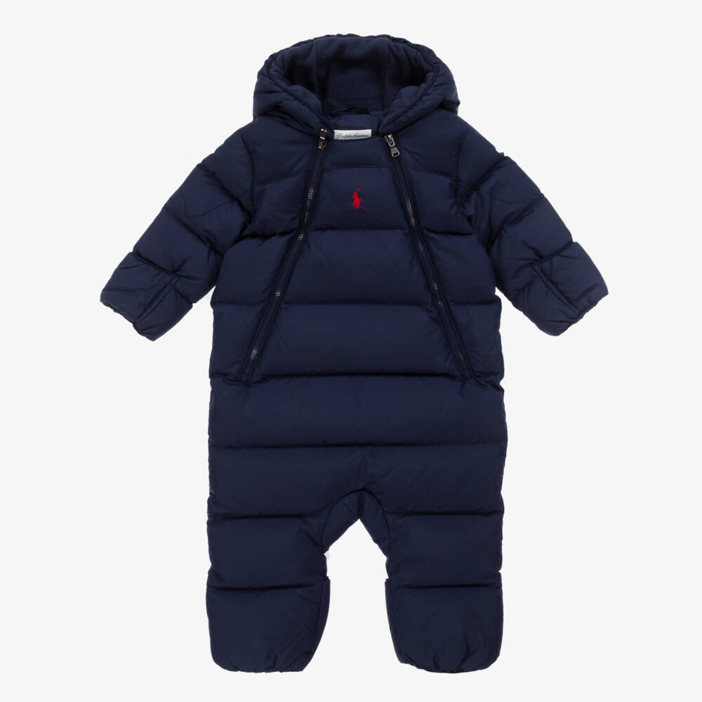 Ralph Lauren-Navy Blue Down Padded Snowsuit | Childrensalon Outlet
