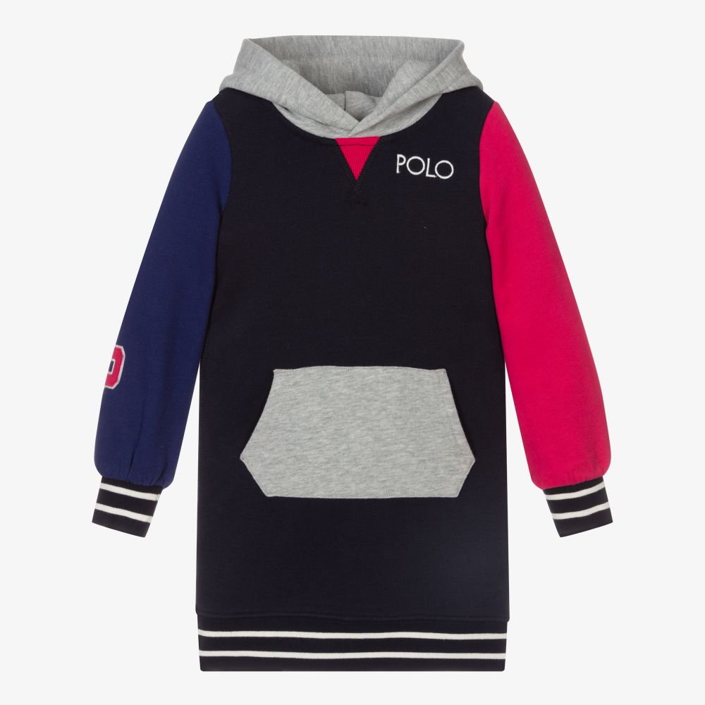 Polo Ralph Lauren - Navyblaues Pulloverkleid mit Kapuze | Childrensalon