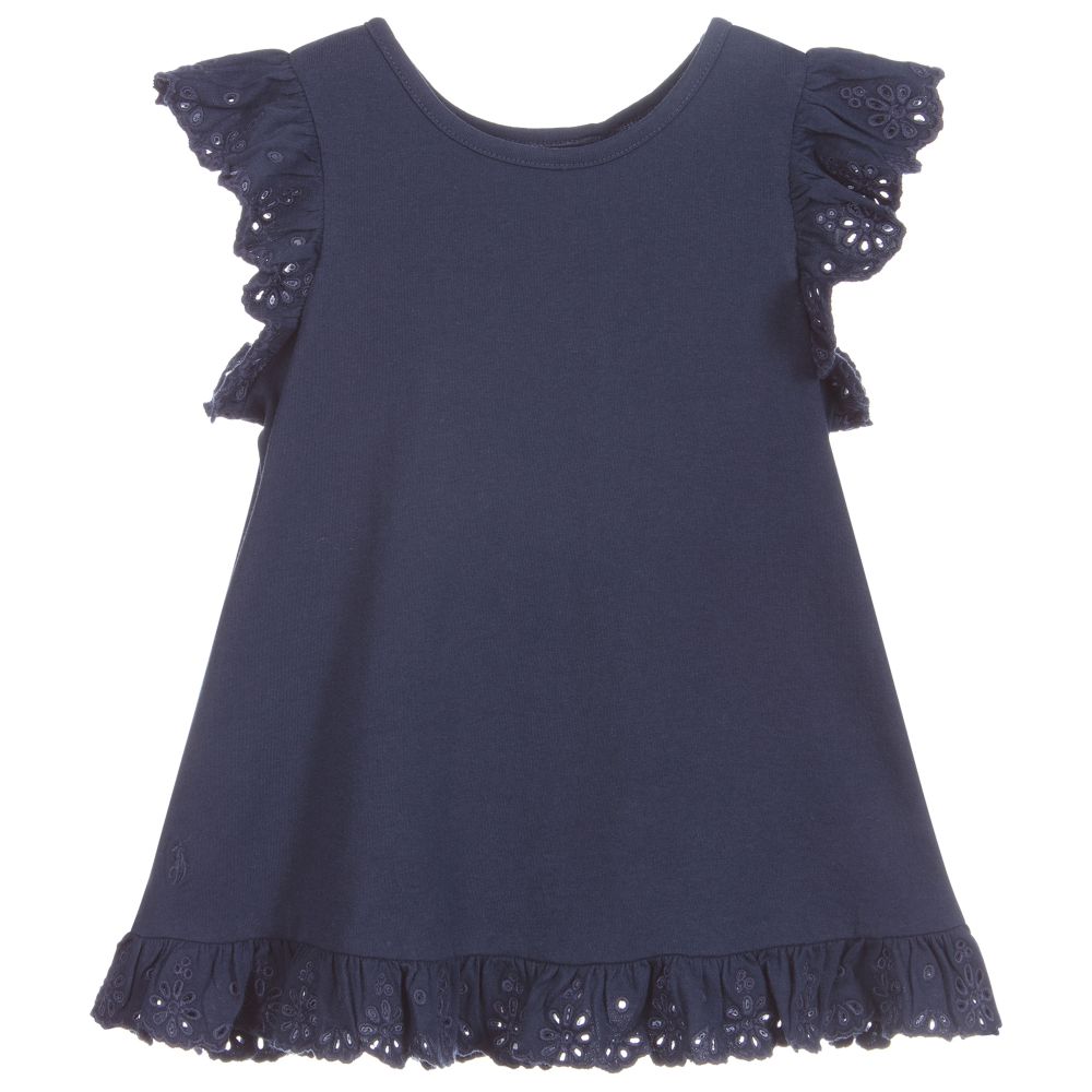 Polo Ralph Lauren Navy Blue Lace Trim T Shirt Childrensalon Outlet