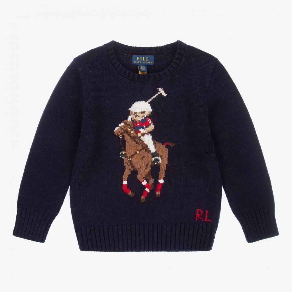 Polo Ralph Lauren - Синий свитер с медвежонком | Childrensalon