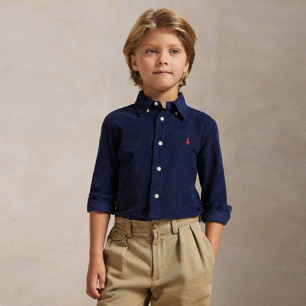 Ralph Lauren-Navy Cord Shirt | Childrensalon Outlet