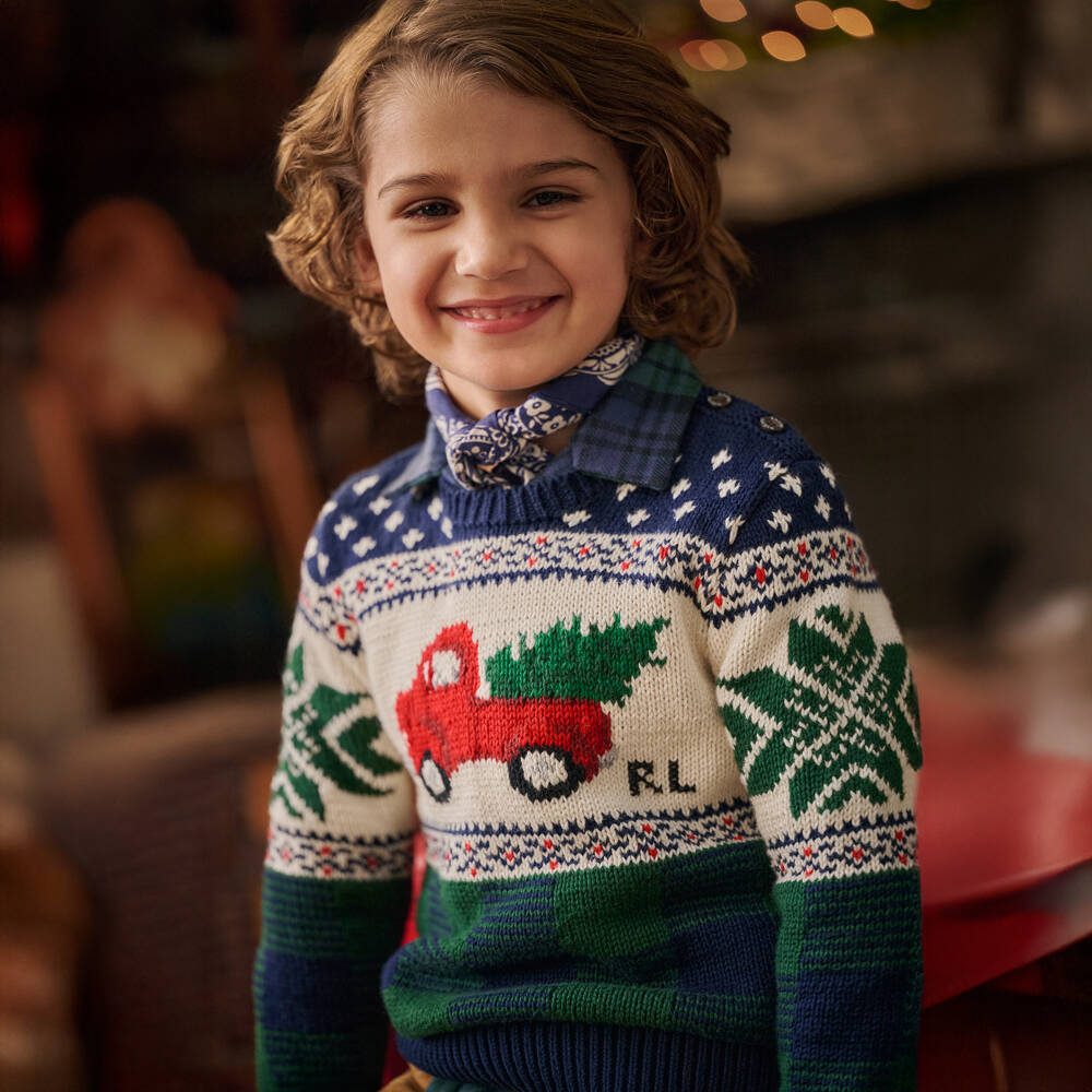 Ralph Lauren-Navy Fairisle Knit Sweater | Childrensalon Outlet