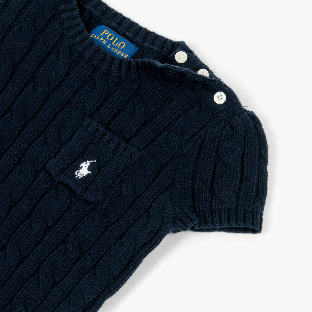 Ralph Lauren-Navy Knit Ss Sweater | Childrensalon Outlet