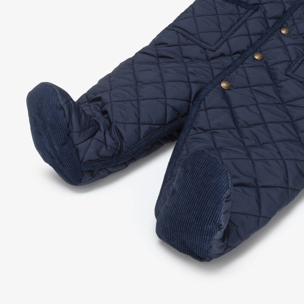 Ralph Lauren-Navy Quilted Pramsuit | Childrensalon Outlet