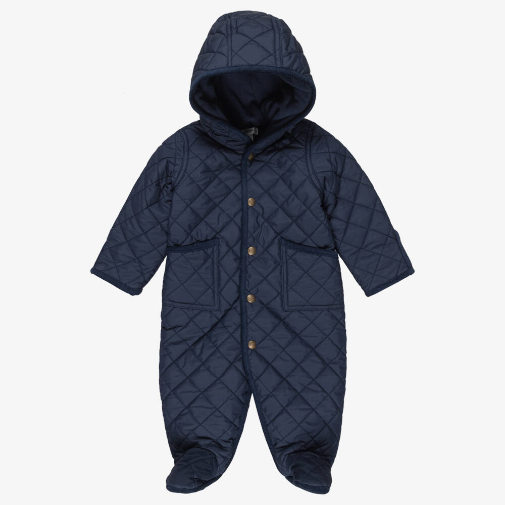 Ralph Lauren-Navy Quilted Pramsuit | Childrensalon Outlet