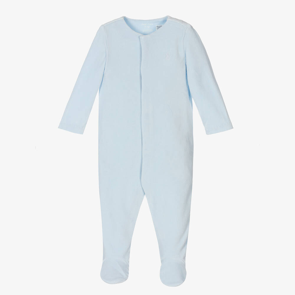 Ralph Lauren - بيبي غرو قطن قطيفة لون أزرق للمواليد | Childrensalon