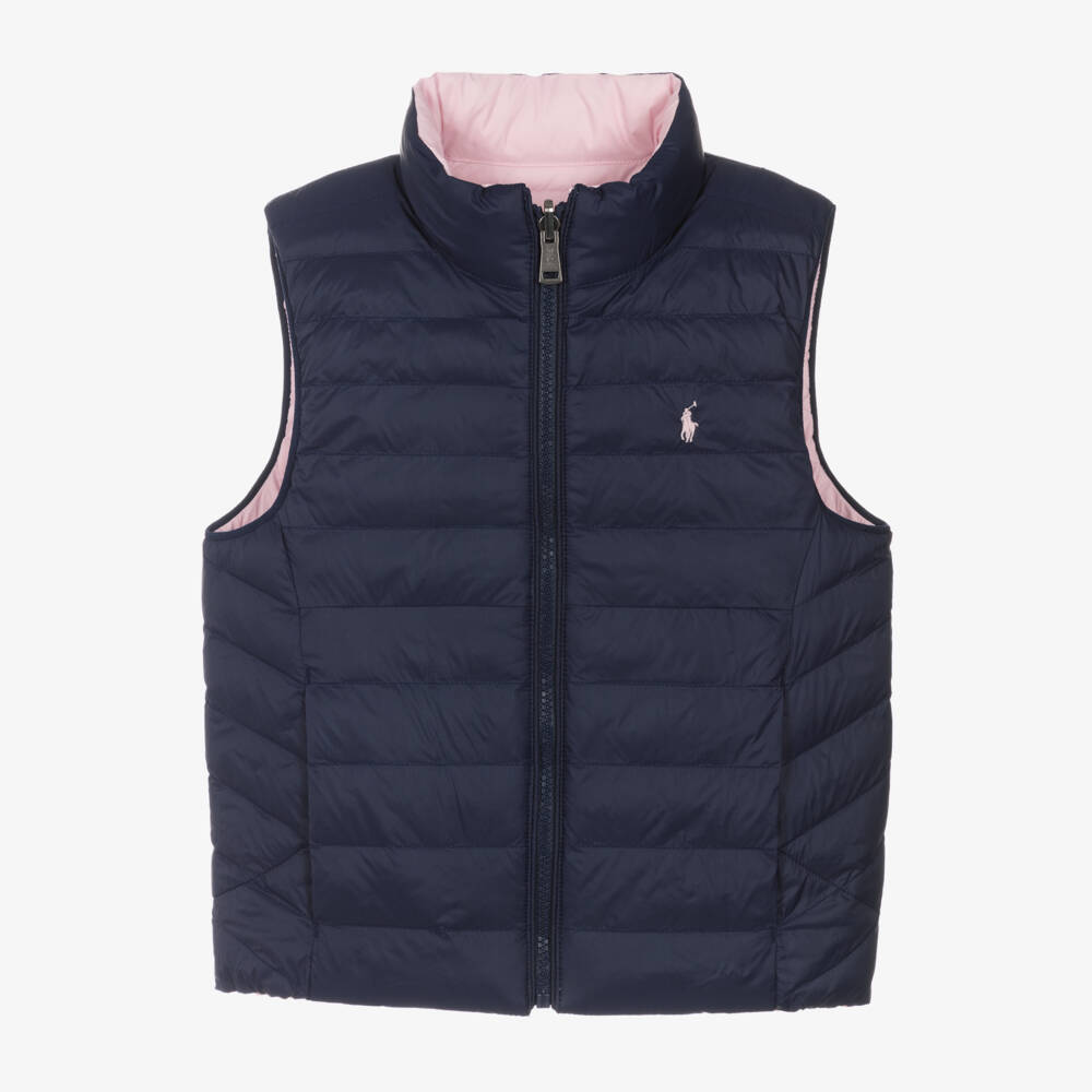 Ralph Lauren-Pink & Blue P-Layer 2 Reversible Gilet | Childrensalon Outlet