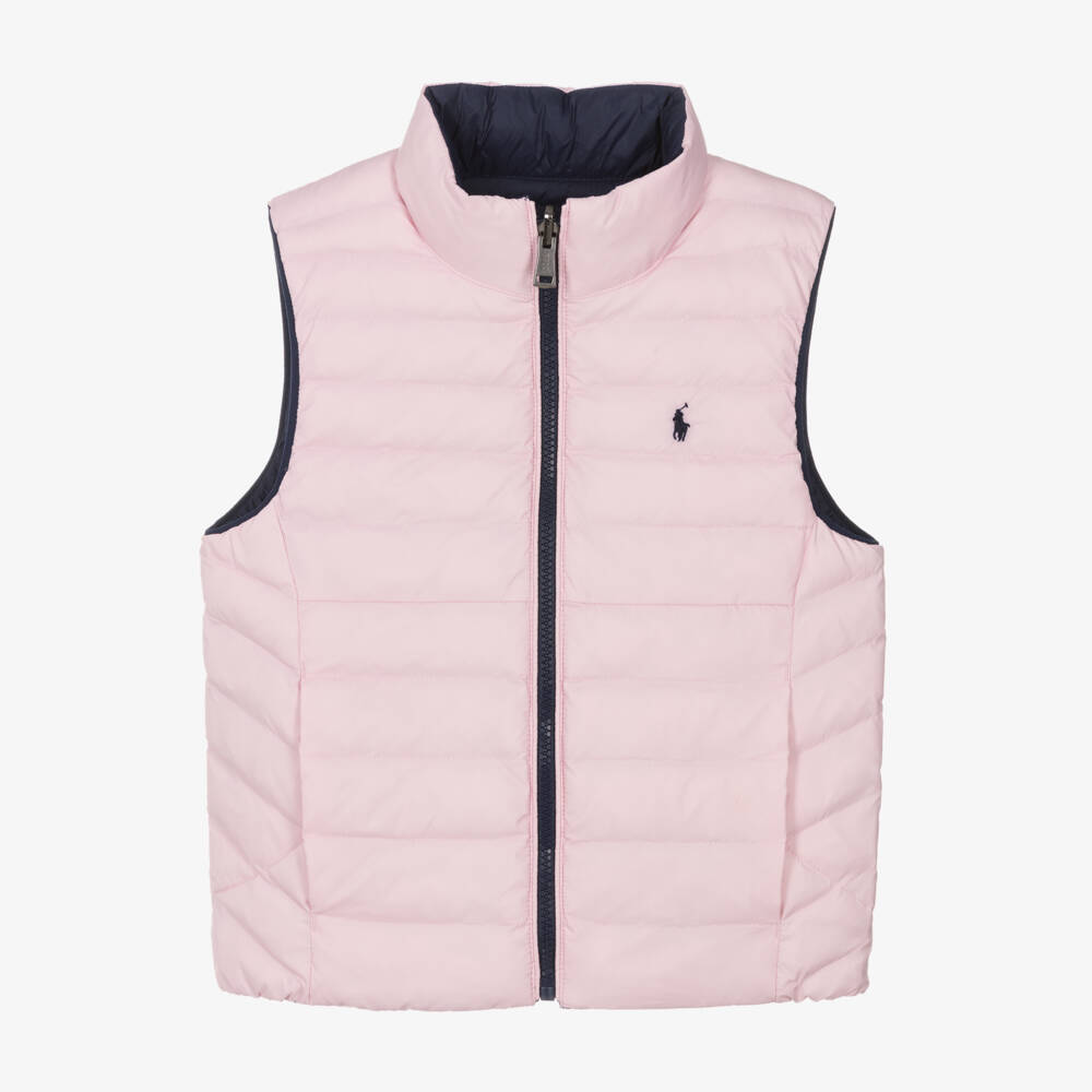 Ralph Lauren-Pink & Blue P-Layer 2 Reversible Gilet | Childrensalon Outlet
