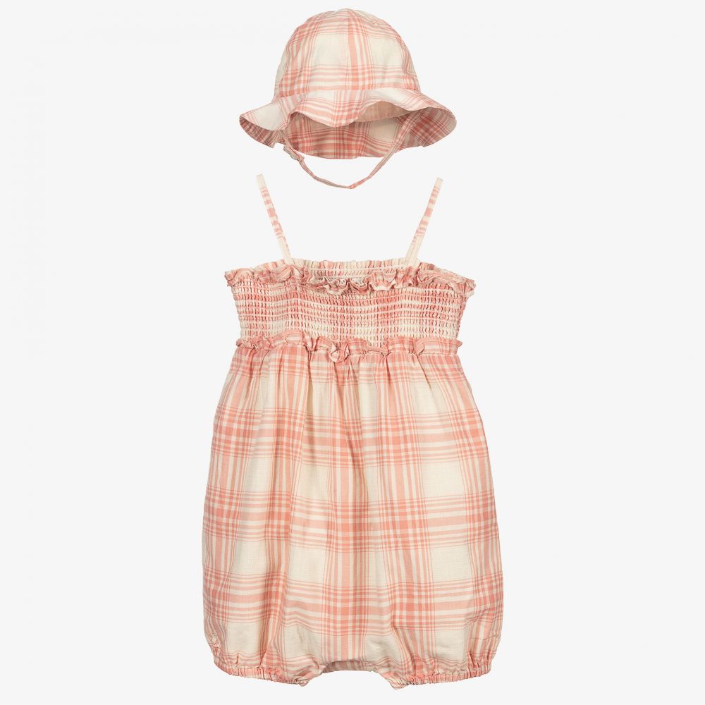 Ralph Lauren - Pink Check Baby Shortie Set | Childrensalon