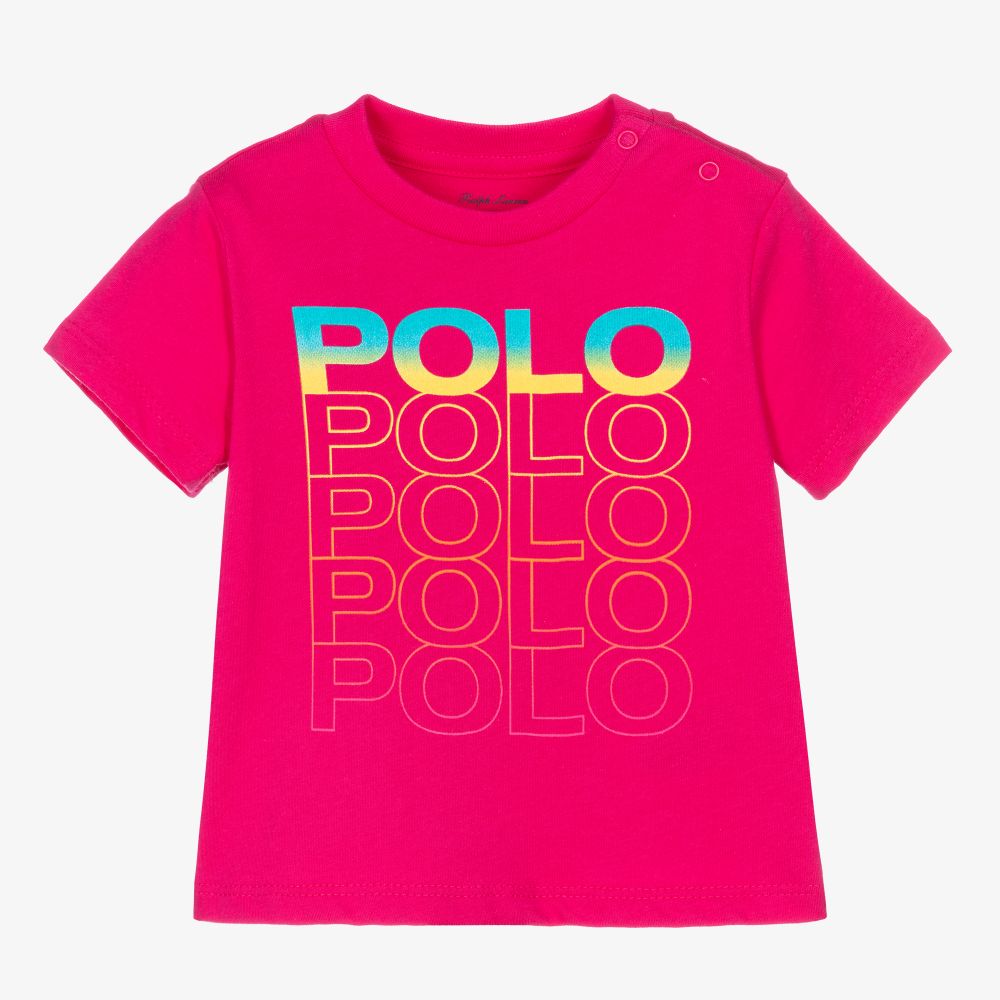 Ralph Lauren - T-shirt rose en coton Bébé | Childrensalon