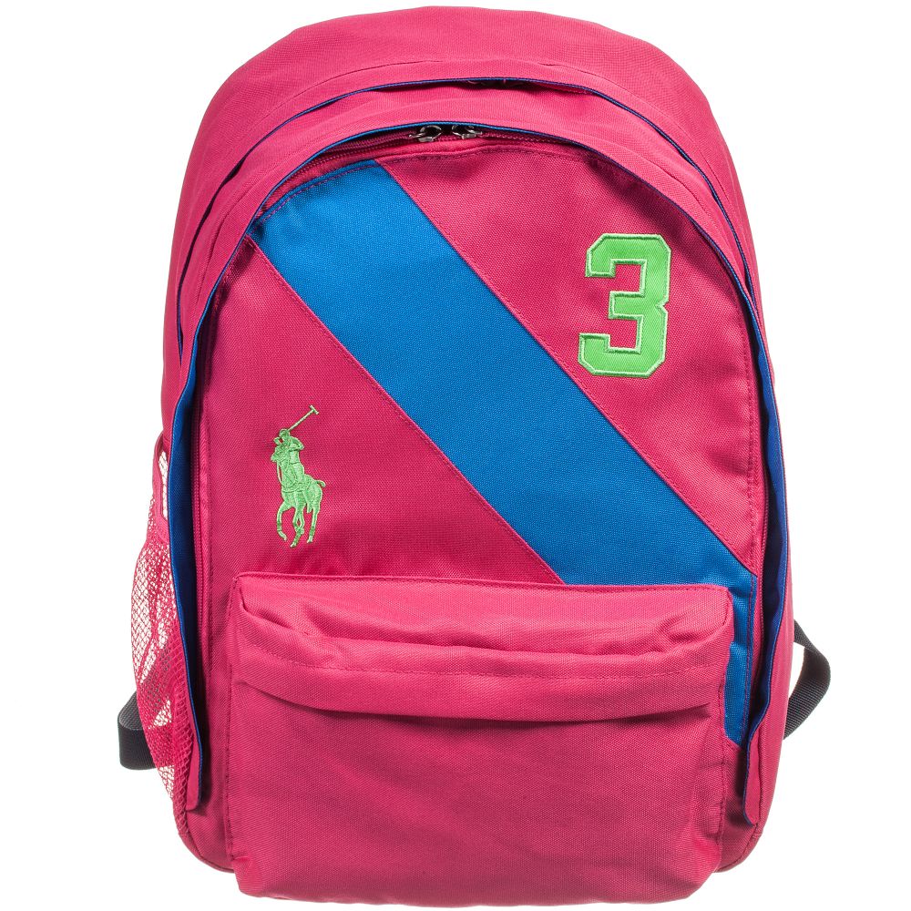 Polo Ralph Lauren - حقيبة ظهر لون زهري و أزرق للبنات (45 سم) | Childrensalon