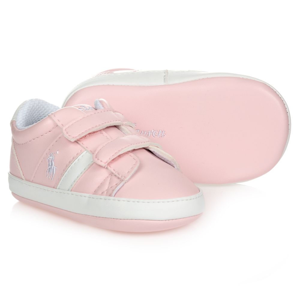 Ralph Lauren - Pink Pre-Walker Baby Trainers | Childrensalon