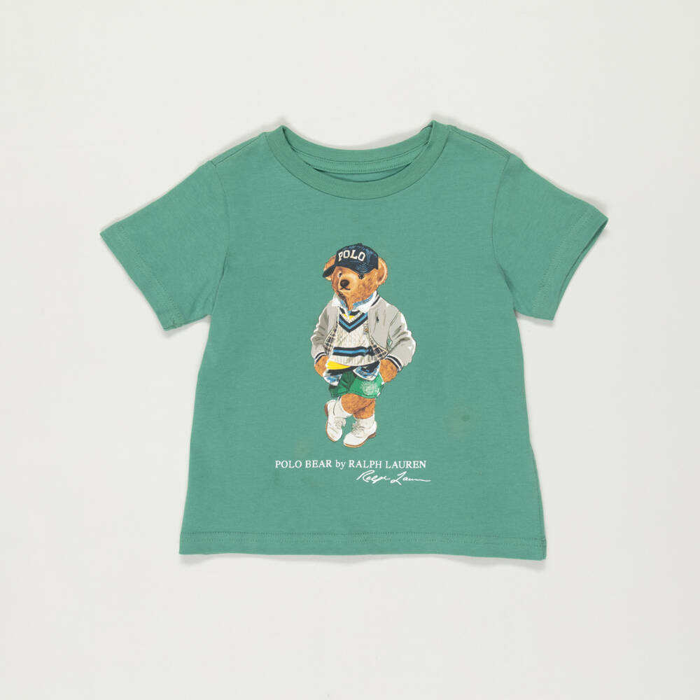 Поло Ralph Lauren-Preloved Boys Green Cotton Polo Bear T-shirt (2 years) | Childrensalon Outlet