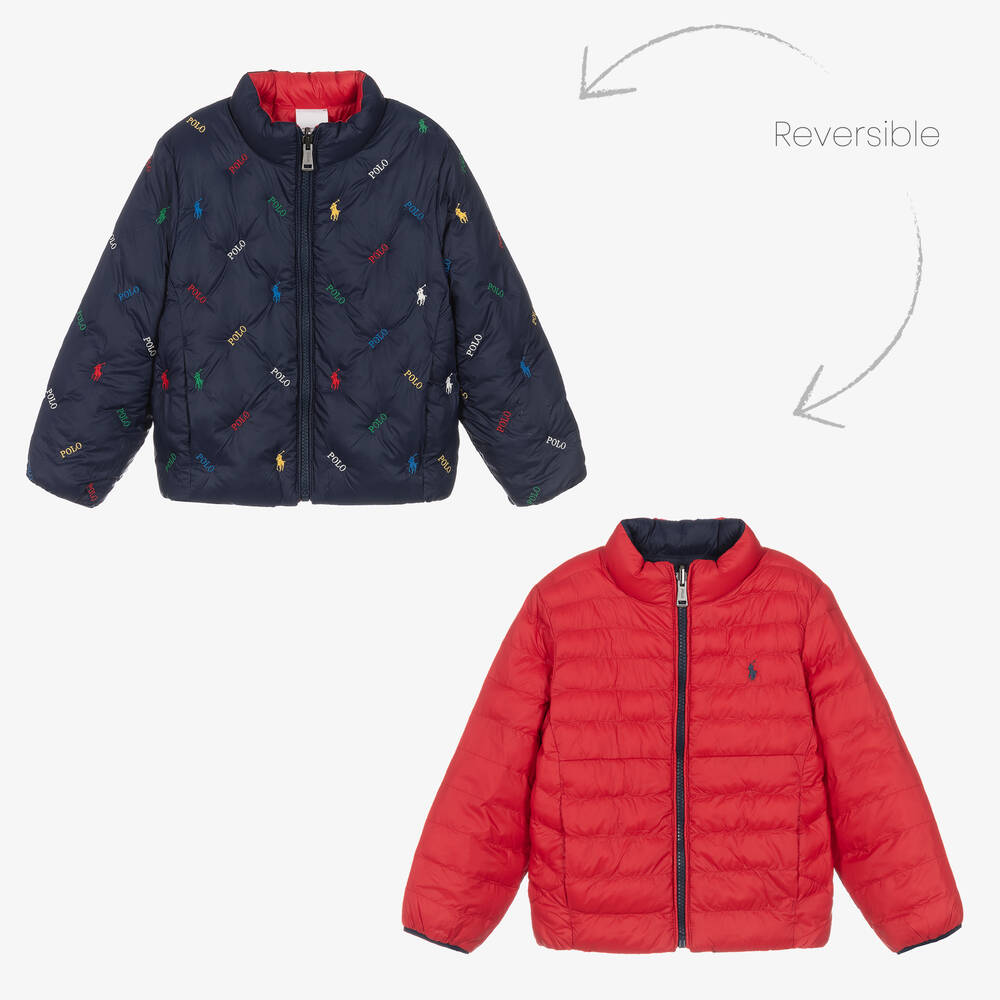 Ralph Lauren - Red & Blue Reversible Puffer Jacket | Childrensalon