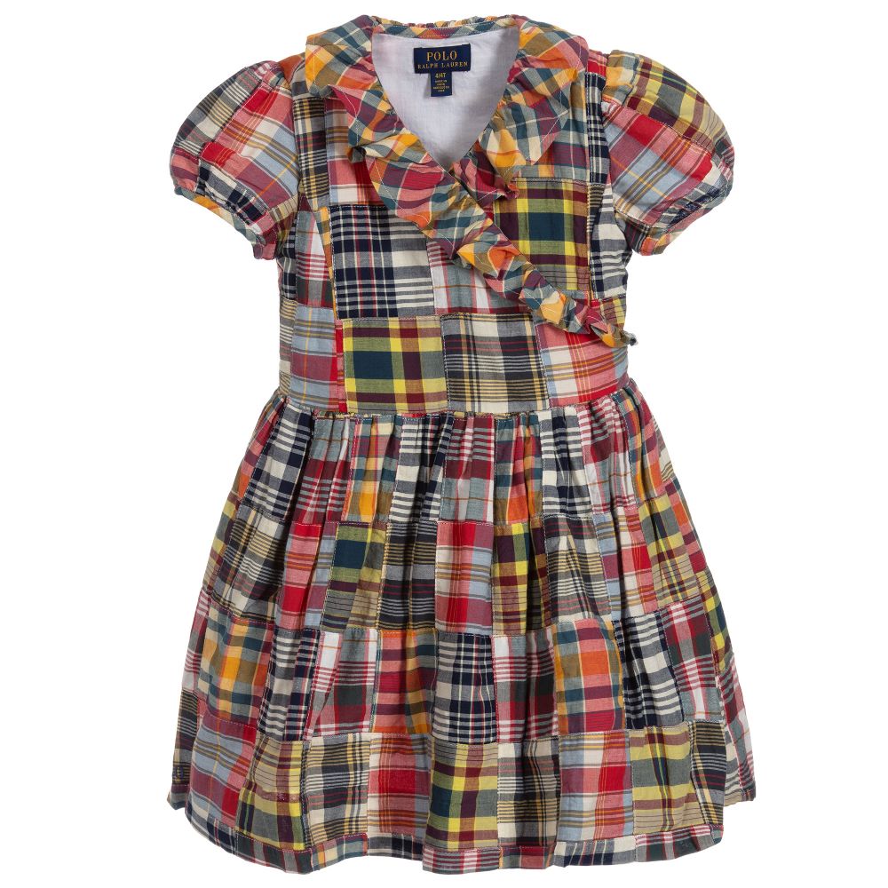 Polo Ralph Lauren - فستان قطن كاروهات بطبعة ملونة | Childrensalon