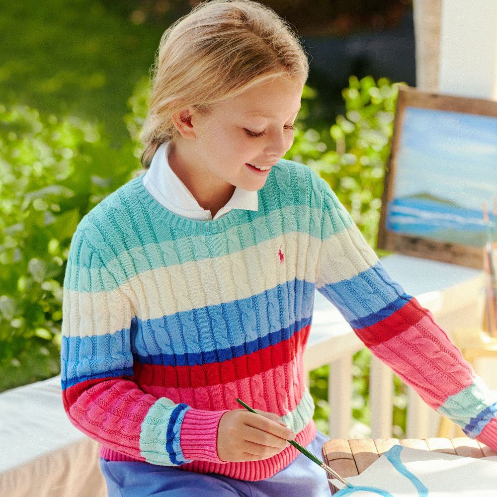 Polo Ralph Lauren - Striped Cable Knit Sweater | Childrensalon Outlet