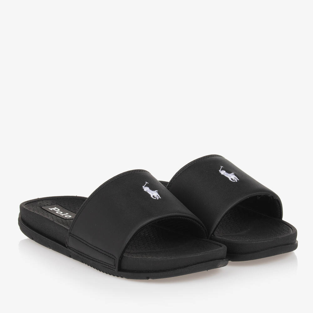 Ralph Lauren-Teen Black Pony Sliders | Childrensalon Outlet