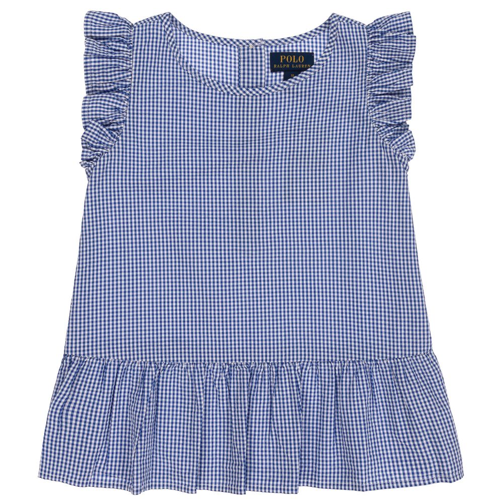 Polo Ralph Lauren - Синяя блузка в мелкую клетку для подростков | Childrensalon
